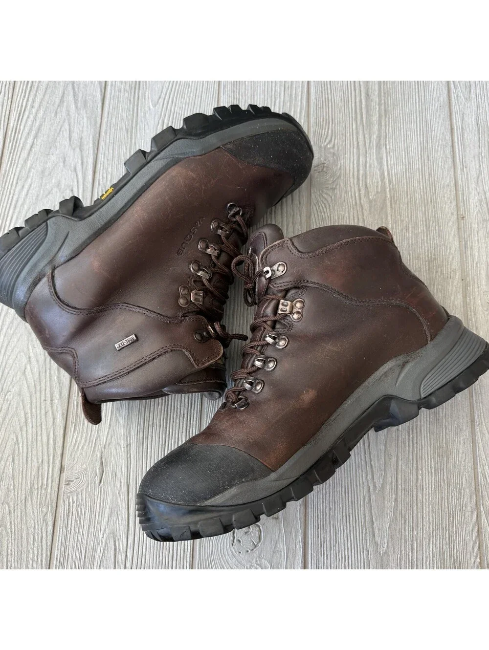 Vasque Mens Hiking Boots 12 Wide Gore-Tex Leather Vibram Waterproof Brown Trail